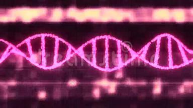 DNA螺旋分子旋转数字干扰噪声闪光屏幕动画背景新质量美丽